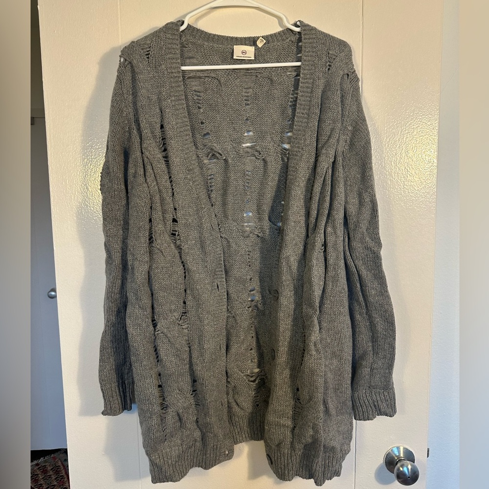 AG Sandrine Button-Front Oversized Wool-Blend Cardigan